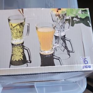 Crystal-Style Clear Glass Mugs – Set of 6